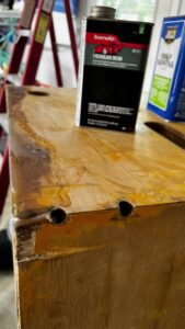 Applied resin with tape removed